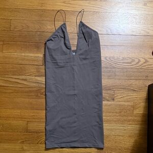 Free People Intimately Spaghetti Strap Deep V Midi Dress in Brown